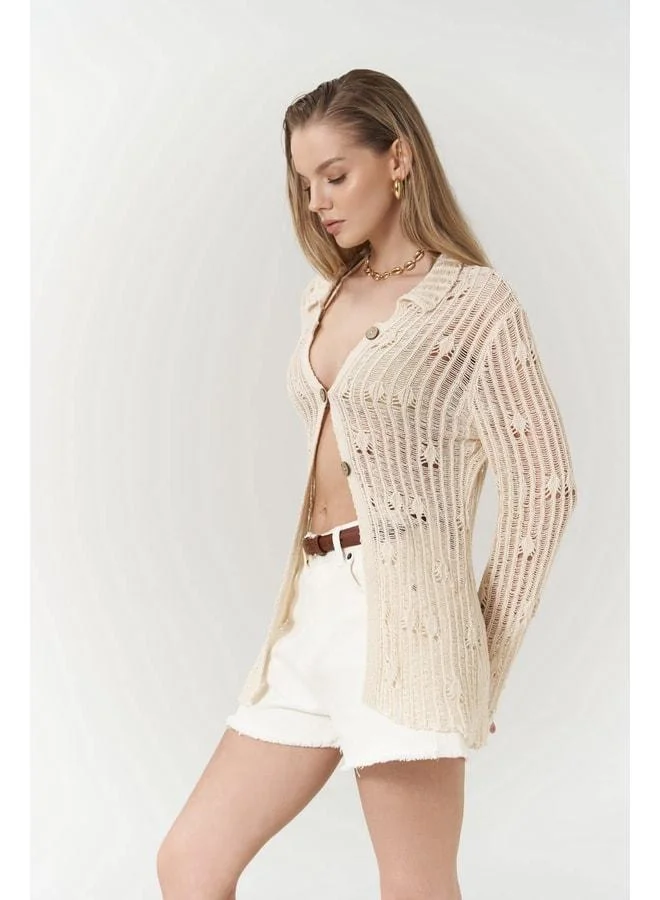 Bohemai  Elena Beige Knit Cardigan for Women | Best Price UAE