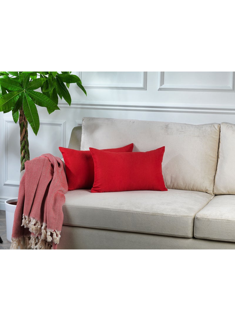 Zeenah Furniture Decorative Solid Color Invisible Zipper Diamond Cushion Cover Velvet Look Throw Pillow Set of 2 Cases for Chair Couch Bedroom & Livingroom Pillowcase - Image 1