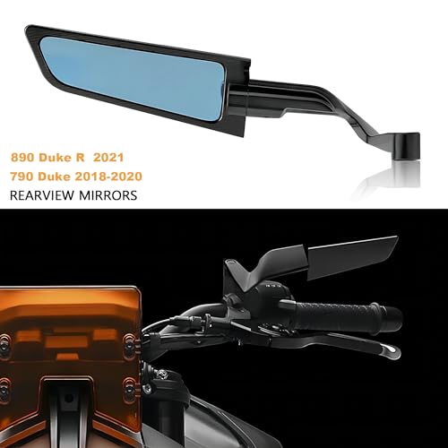 WALIPILUSI Motorcycle Rearview Wing Mirrors Compatible with Yamaha MT 09/MT-09 SP/MT-10/MT-07 Motorcycle Blue Anti-glare Handlebar Mount Side Mirrors Rotating Rear View Mirrors Fits for 790 Duke/890 Duke R - Image 2
