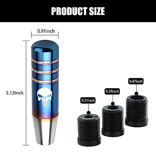GKmow Pack-1 Gear Stick Shifter Knobs, Skull Aluminum Alloy Weighted Gear Lever, Metal Stick Shifter Handle for Most Automatic Manual Vehicle (Multicolored) - Image 2