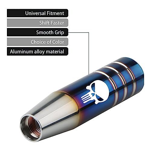 GKmow Pack-1 Gear Stick Shifter Knobs, Skull Aluminum Alloy Weighted Gear Lever, Metal Stick Shifter Handle for Most Automatic Manual Vehicle (Multicolored) - Image 3