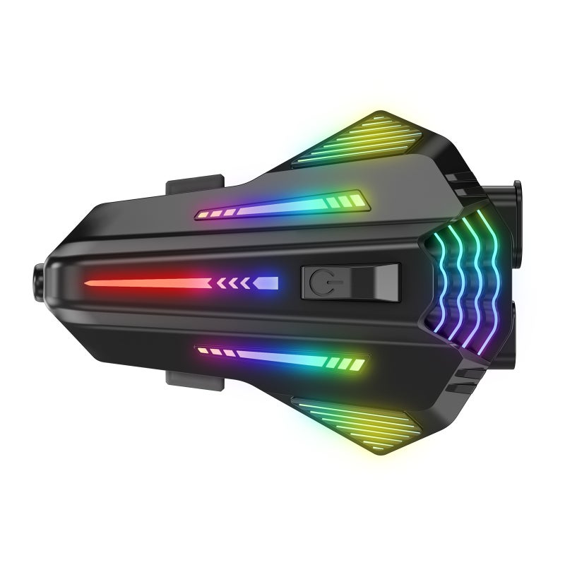 Motorcycle Helmet Bluetooth Headset with RGB Light and Intercom - Image 1