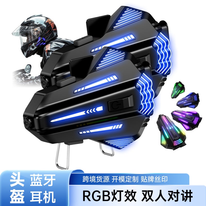 Motorcycle Helmet Bluetooth Headset with RGB Light and Intercom - Image 2