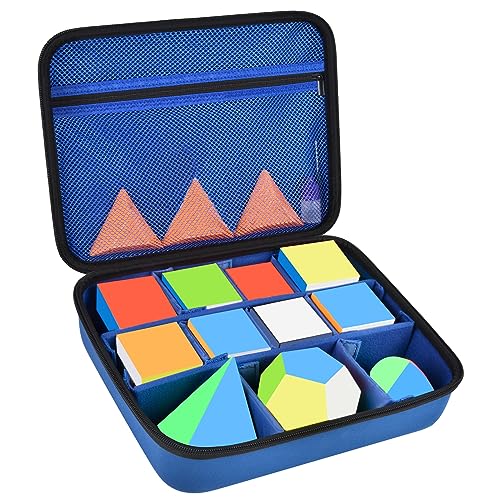 Grapsa Speed Cube Storage Case Bag Holds 12+ Different Types Cube Retro Brain Teaser Fidget Toy. Carrying Holder with Mesh Pocket Fits for Cube Stand/Tutorial (Box Only) - Blue - Image 1