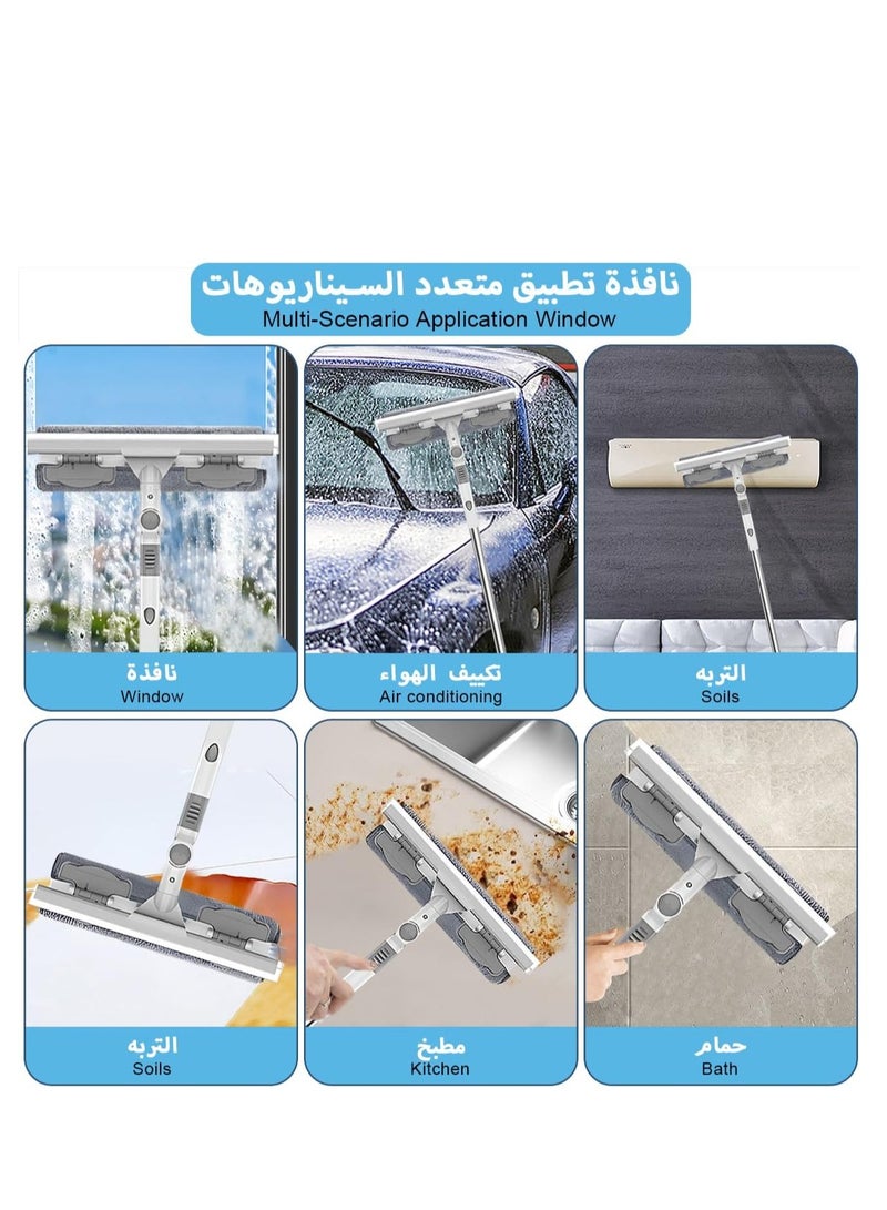 Window Cleaning Tool, 1.06 To 1.48 M, 2-In-1 Long Handle Window Cleaning Kit With Ultra-Fine Fiber Scanning And Wear, Extension Column, High Window Tilt Head, Car Wash And Wall Mirror  - Image 2