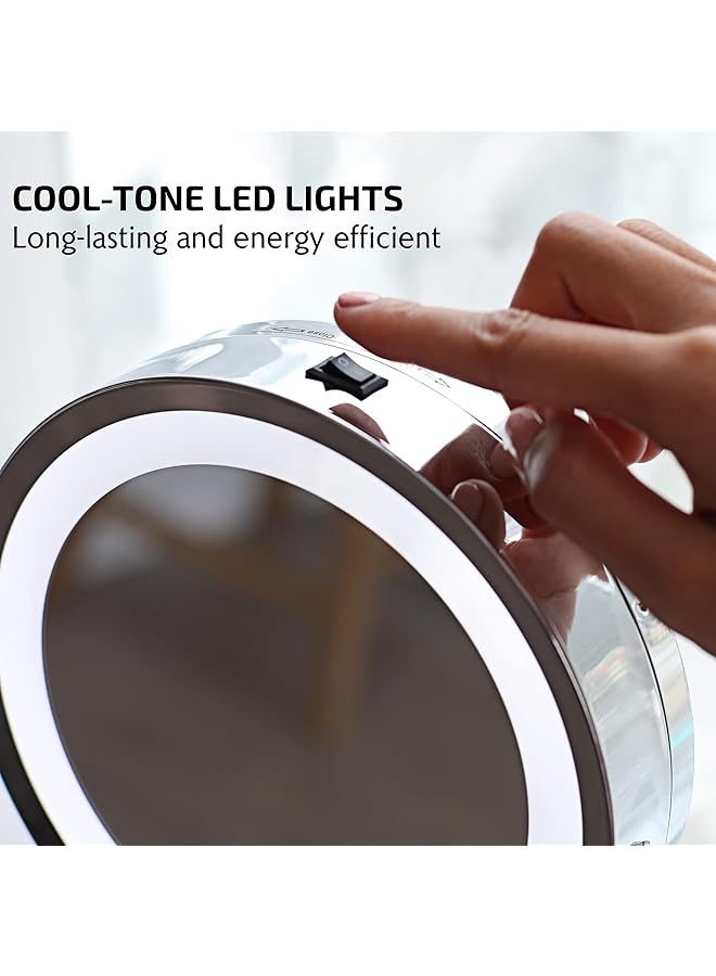 erorex 7 Inch Lighted Makeup Mirror With 1X 7X Magnification Cordless Tabletop Mount Vanity Mirror With 360° Swivel Design And Double Sided Glow Cosmetic White Led Ring Light Polished Chrome Mct70Ch1X7X - Image 4
