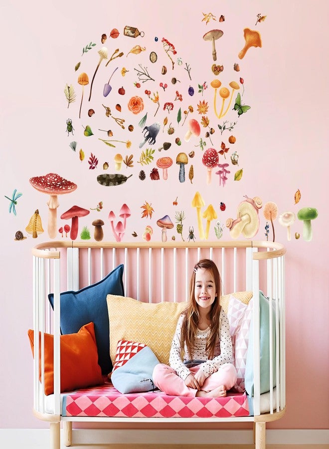 Robmoda Glow in The Dark Mushroom Wall Decals, Watercolor Woodland Mushroom Stickers for Ceiling, Aesthetic Colorful Decor for Baby Kids Girls Bedroom Nursery Decorations - Image 4