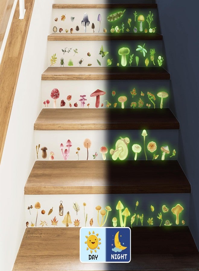 Robmoda Glow in The Dark Mushroom Wall Decals, Watercolor Woodland Mushroom Stickers for Ceiling, Aesthetic Colorful Decor for Baby Kids Girls Bedroom Nursery Decorations - Image 3