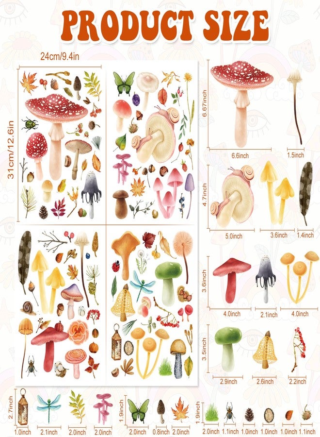 Robmoda Glow in The Dark Mushroom Wall Decals, Watercolor Woodland Mushroom Stickers for Ceiling, Aesthetic Colorful Decor for Baby Kids Girls Bedroom Nursery Decorations - Image 5