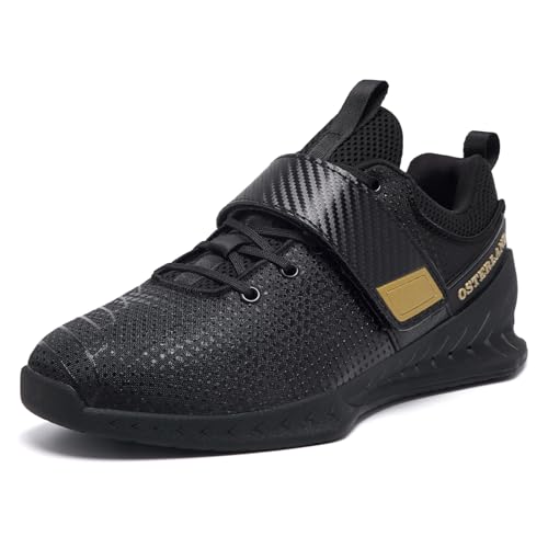 Osterland Weightlifting Shoes: High-Performance Footwear for Gym Powerlifting, Specifically Designed for Heavy Lifting, Deadlifting, Weight Training, Squat Shoes for Men Women Black/Gold - Image 1