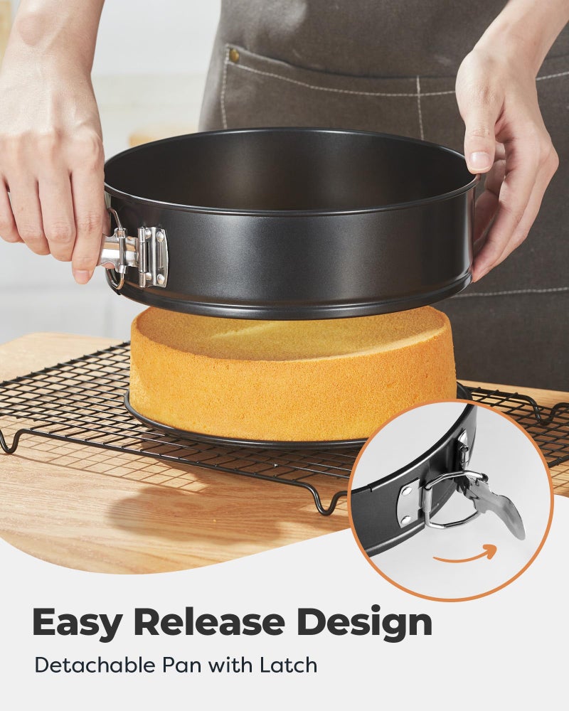 Kootek Cake Pan Set of 3, Nonstick Springform Pans with Removable Bottom, 4, 7, 9 Inch Round Cheesecake Baking Pans with 50 Pcs Parchment Paper Liners - Image 2