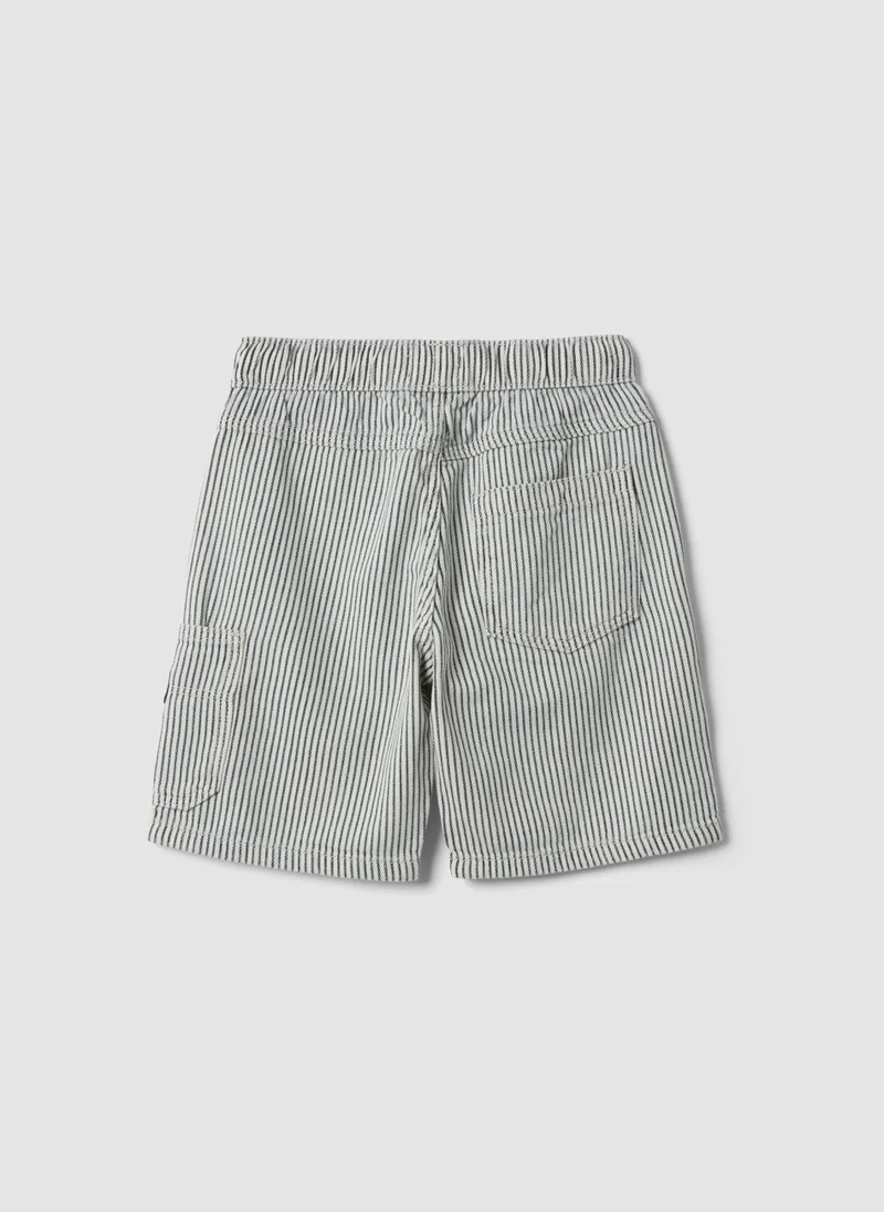 او في اس OVS Boysâ€™ Regular-Fit Pure Cotton Multicolour Striped Cargo Shorts