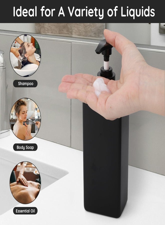 Segbeauty مجموعة موزع صابون الحمام من سيج بيوتي، 4 عبوات سعة 16.9 أونصة من زجاجات الاستحمام القابلة لإعادة التعبئة مع ملصقات، 500 مل موزع صابون بلاستيكي مربع باللون الأسود غير اللامع عبوات مضخة فارغة للشامبو والبلسم وصابون الجسم - Image 5