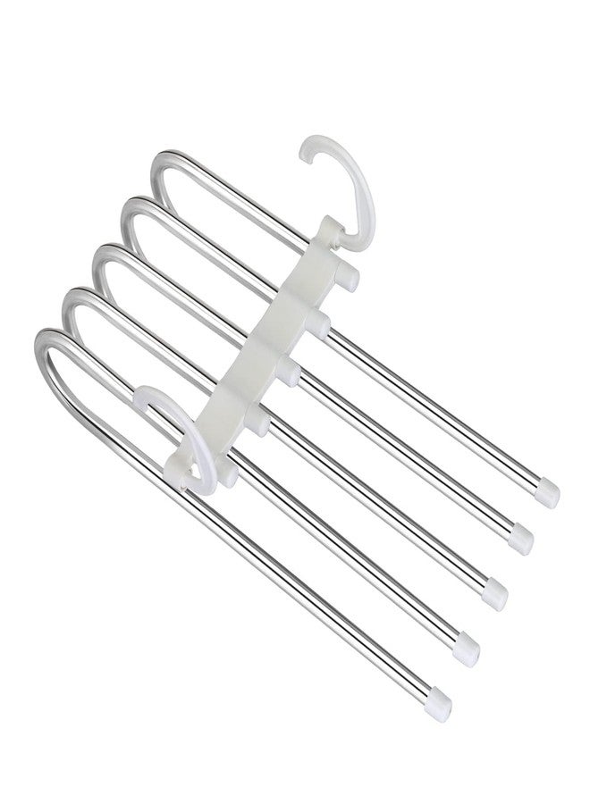Zurity 5 Layer Stainless Steel Pant Hanger Foldable Closet Organizer | Multi-Layer Trouser Jeans Scarf Rack Wardrobe Clothes Storage Hanging System Anti-Slip Durable Design (Pack of 1) - Image 1