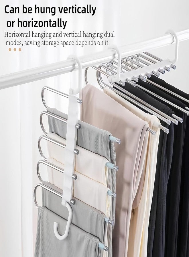 Zurity 5 Layer Stainless Steel Pant Hanger Foldable Closet Organizer | Multi-Layer Trouser Jeans Scarf Rack Wardrobe Clothes Storage Hanging System Anti-Slip Durable Design (Pack of 1) - Image 4