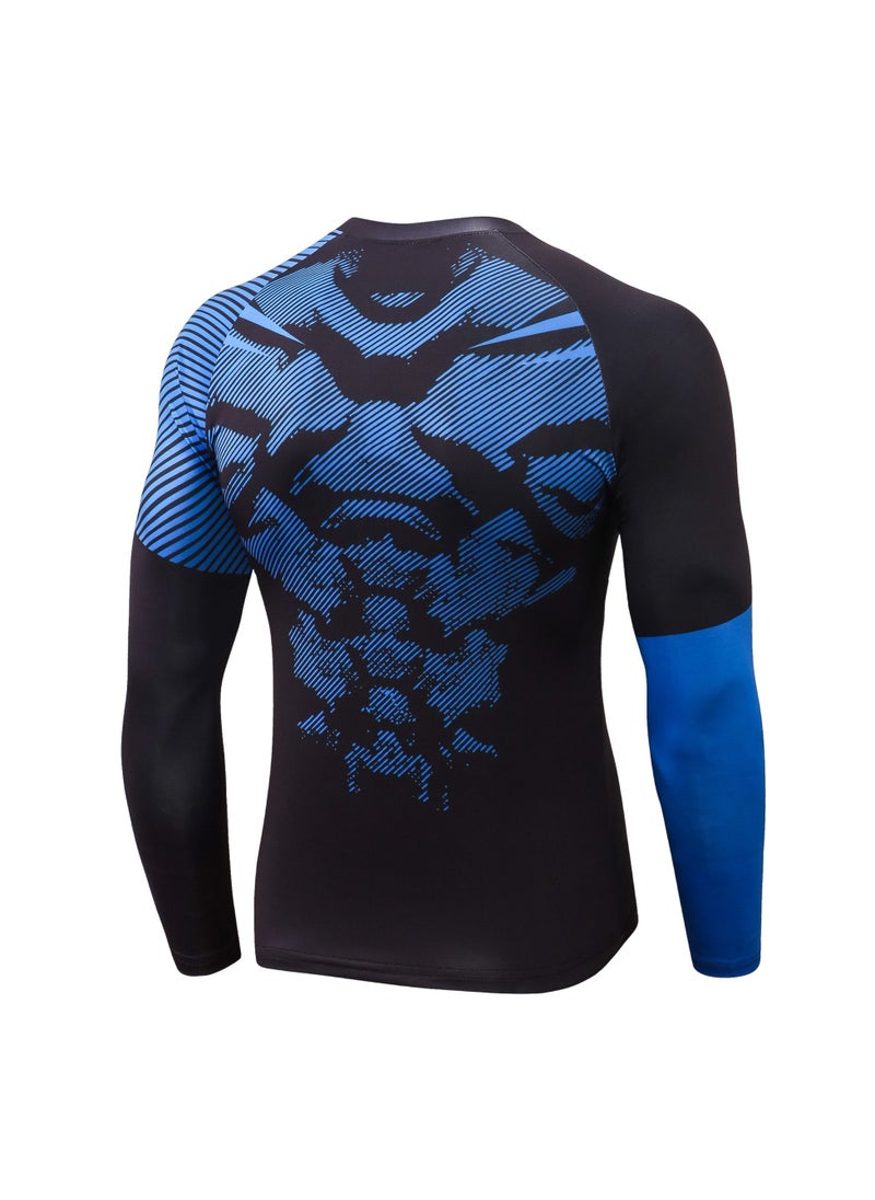 Loquat Men Quick Dry Breathable Long Sleeve T-Shirt Black/Blue  - Image 2