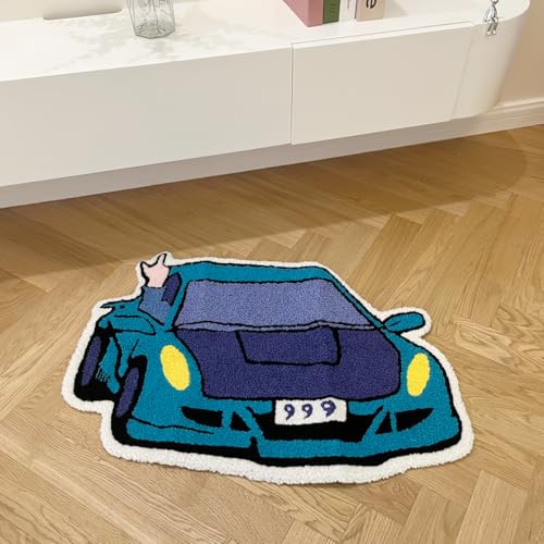 LAKEA Enthusiast Racing Car Shaped Tufting Rug Living Room Bedroom Decor Carpet Embroidered Non-Slip Floor Mat Doormat Home Decor (29.5X19.7inch) - Image 3