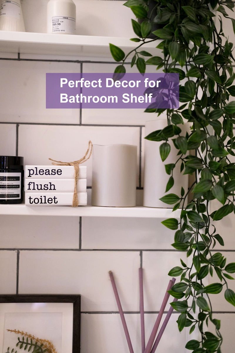 LIVDUCOT Farmhouse Mini Bathroom Sign Decor Funny Wooden Book Stack for Bathroom Tray Decor Bathroom Shelf Sitter 2 Signs in 1 Reversible Mini Book Set of 3 for Restroom Wooden Rustic Sign - Image 5