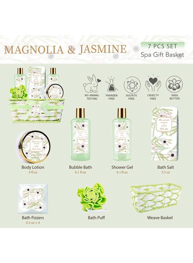 ArioseMonde Spa Gifts for Women, Bath Sets, 7Pcs Spa Gift Set w/Shower Gel, Bubble Bath, Bath Salts, Bath Bomb, Body Lotion, Christmas Gifts for Women, Magnolia & Jasmine Bath Set - Image 2