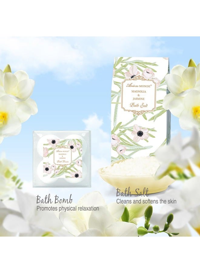 ArioseMonde Spa Gifts for Women, Bath Sets, 7Pcs Spa Gift Set w/Shower Gel, Bubble Bath, Bath Salts, Bath Bomb, Body Lotion, Christmas Gifts for Women, Magnolia & Jasmine Bath Set - Image 4