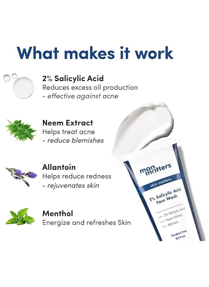 Man Matters - Clear 2% Salicylic Acid Face Wash For Men | Helps To Reduce Acne, Dark Spots And Oil Production - Image 1