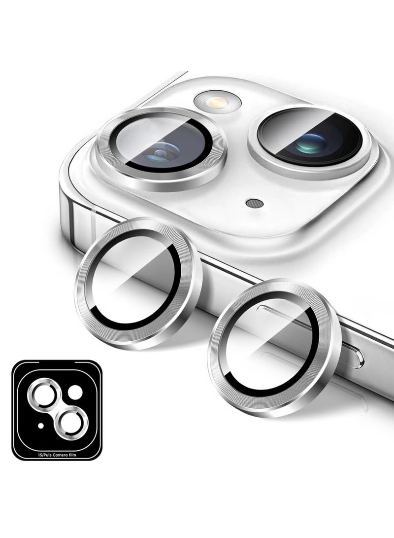 ELTRAZONE Camera Lens Protector for iPhone 16/iPhone 16 Plus – Tempered Glass Camera Cover with Automatic Alignment Metal Rings, HD Anti-Scratch Protection – Silver - Image 1