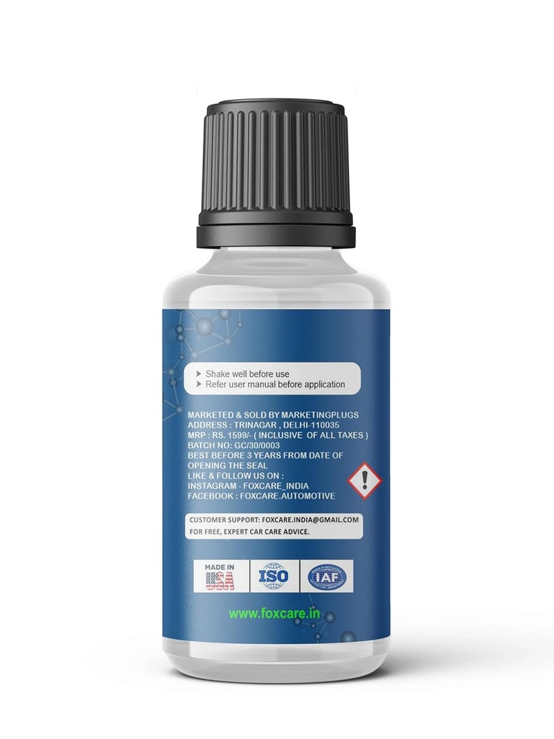 Foxcare Glass & Windshield Nano Coating | Kavach Series - Hydrophobic & Rain Repellent Specially Designed For Car - 30Ml, Multicolor - Image 3