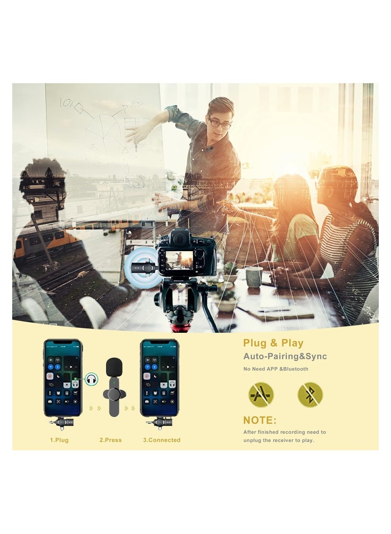 Gravity Wireless Lavalier Microphone,3-in-1 Plug-Play Lapel Microphone for iPhone iPad Android Camera for Recording,YouTube,TikTok, Facebook Live Stream,Noise Reduction Auto-Sync (NO APP or Bluetooth Needed) - Image 4