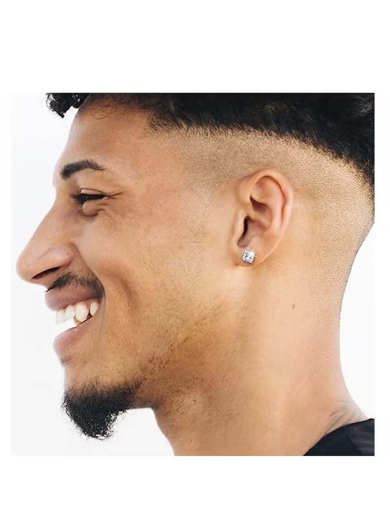 5 PCS Stud Earrings Set, Hypoallergenic Cubic Zirconia 316L Earrings Stainless Steel CZ Earrings 3-7mm (Steel color) - Image 3