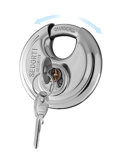 SEDORTI 5-Pack Disc Padlocks Keyed Alike, 2-3/4 inch Wide, Stainless Steel 304 Round Lock, Waterproof and Rustproof Storage Lock with Brass Keys, Ideal for Storage Unit Gate, Outdoor, Shed, Fence - Image 4