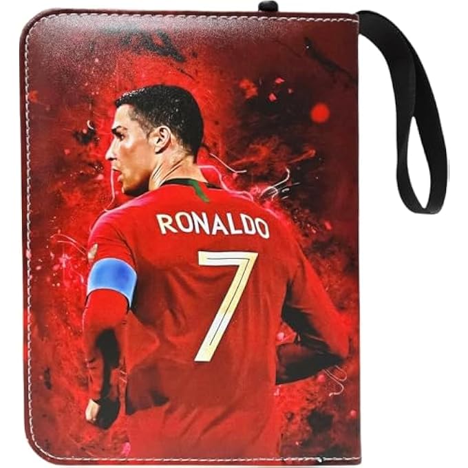 Ronaldo ألبوم بطاقات تداول كرة القدم، مجلد حلقة بطاقات التداول، 4 جيوب/صفحة، 50 صفحة، يحمل 400 بطاقة - Image 1