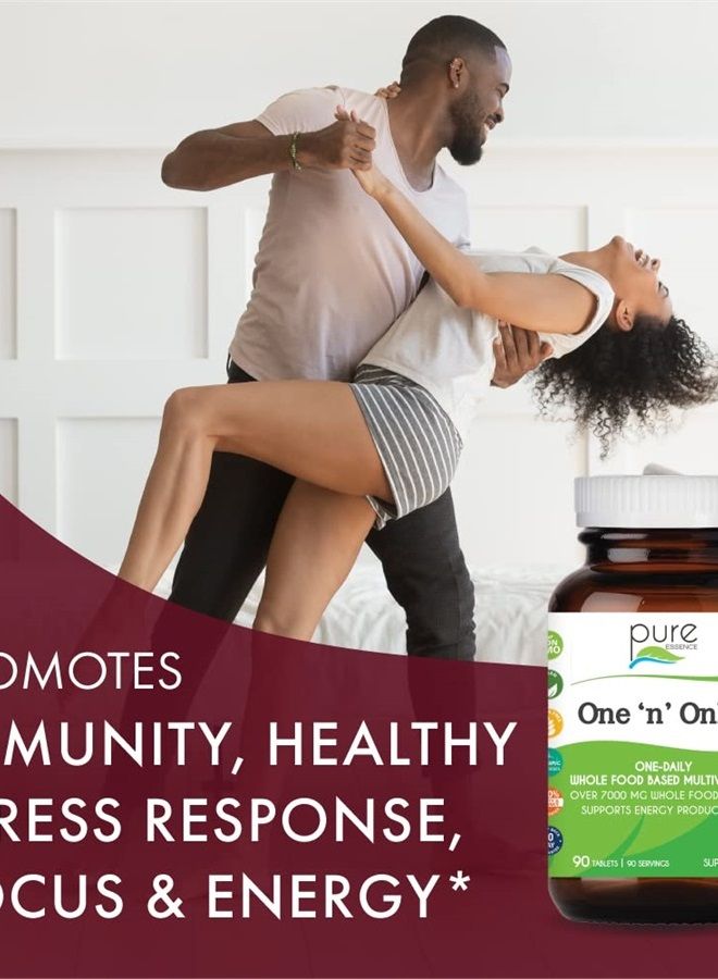PURE ESSENCE LABS One n Only Whole Food Multivitamin by Pure Essence - Super Energetic Once a Day with Superfoods, Minerals, Enzymes, Vitamin D, D3, B12, Biotin - 60 Tablets - Image 3