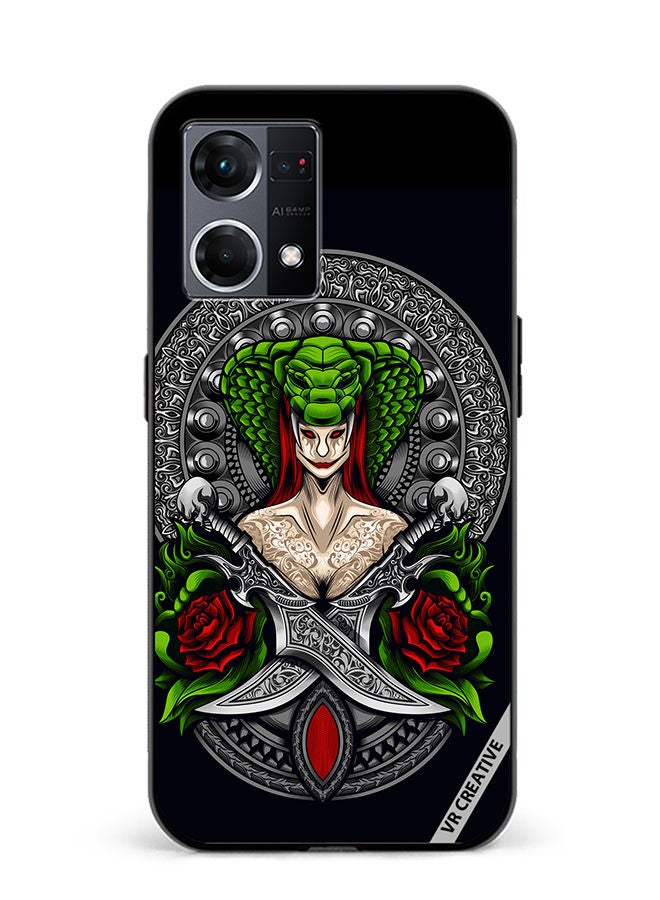VR CREATIVE Protective Case Cover For Oppo Reno8 4G Snake Woman Design Multicolour - Image 1