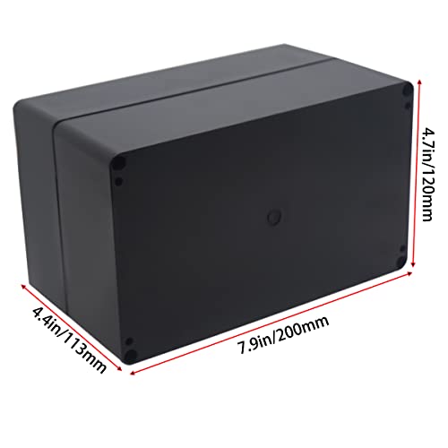 YETLEBOX Watertight Junction Box, IP67 Waterproof Project Box Durable ABS Plastic Electronic Enclosure Case for DIY Electrical Project Black 7.87" x 4.72" x 4.45"(200 x 120 x 113 mm) - Image 2