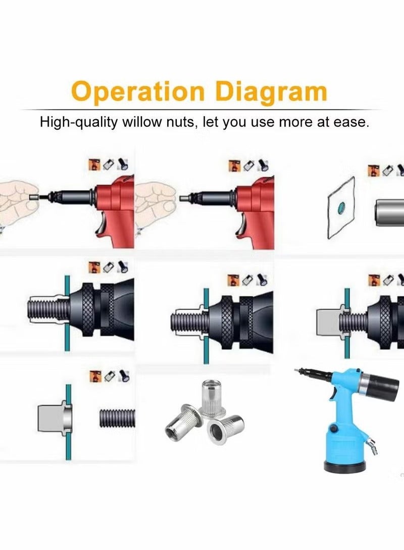 M6 Nut, 50 Pcs M6 Stainless Steel Rivet Nut, Flat Head Threaded Insert Nutsert Rivnuts, Fastener Rivet Nut Assortment Kit with Internal Threads (Sliver) - Image 4
