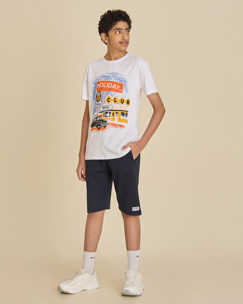 REDTAG Senior Boys Navy Active Fashion Shorts