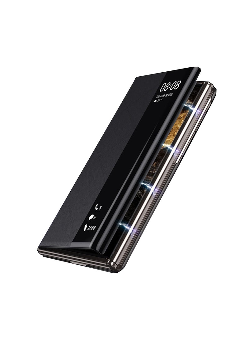 Aookay Compatible with Huawei Mate XT / Mate XTS, With Smart Window, Lightweight Luxury Leather Case, Supports Wireless Charging (Black) - Image 2