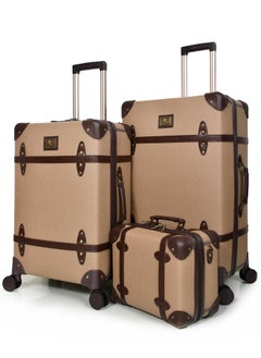 MORANO Morano Classic Leather Luggage 4 Pcs Set Brown 28''-24''-20'''-14'''Inches  - Image 3