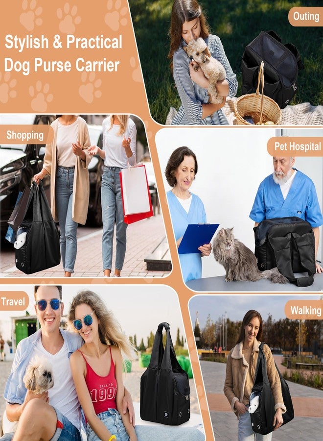 TARFEPA Dog Purse Carrier for Small Dogs Cat Rabbit with 4 Large Pockets, Lightweight Soft-Sided Pet Carriers Up to 15lbs, Puppy Tote Bag, Outings, Travel, Vet - Black - Image 5