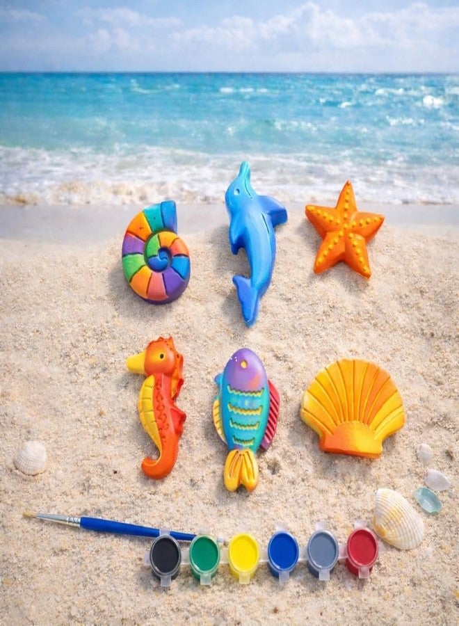 TADRUP DIY Paint Your Own Sea Creations Kit for Kids, Ocean Theme Art and Craft Creativity Set with 6 Figurines and Paints - Image 5