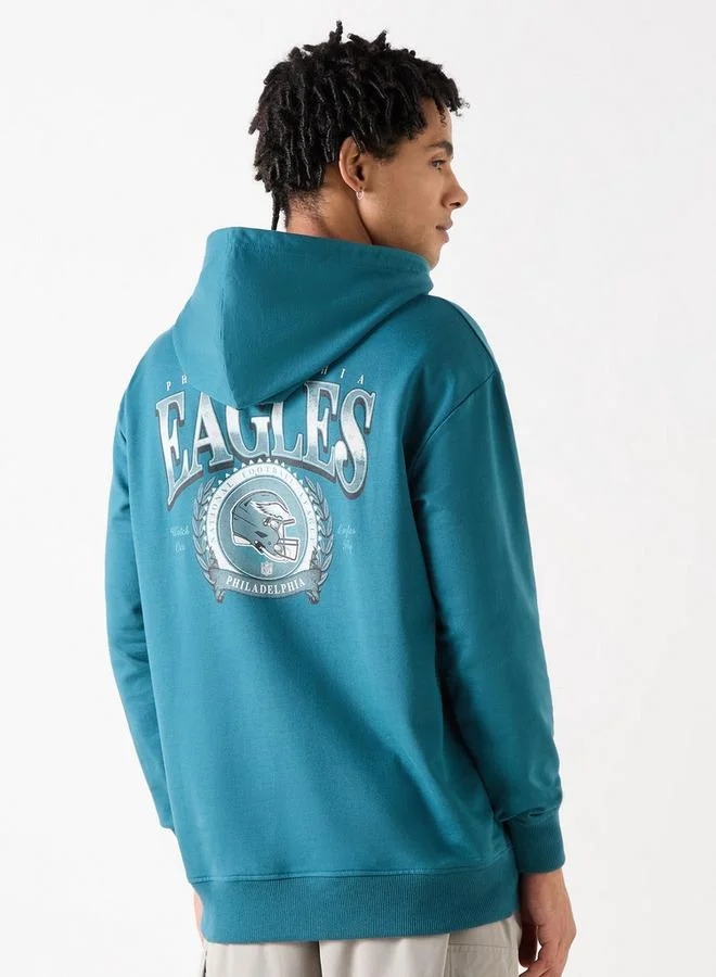 SP Characters  Eagles Print Oversized Hoodie with Long Sleeves for Men | Best Price UAE