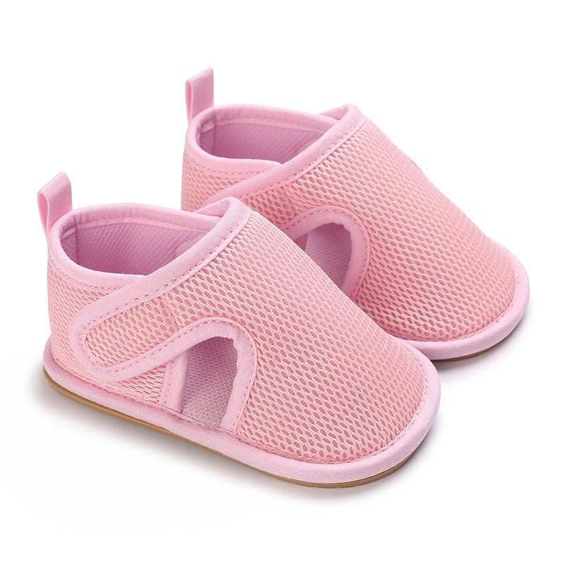 Summer 0-1 Year Old Male And Female Baby Mesh Fabric Anti-Slip Rubber Bottom Breathable Hollow Baby Toddler Shoes - Image 1