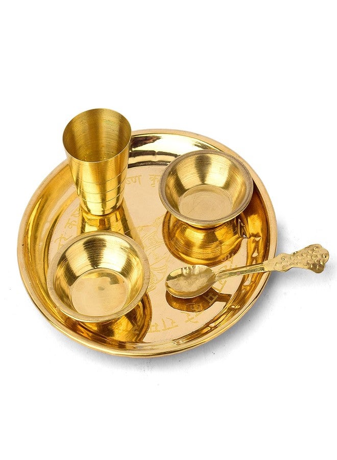 SATVIK STORE طقم صواني لادو جوبال النحاسية من ساتفيك (5.5-6 بوصة) مكون من 4 قطع - نقش كانها بارز، أحجام متعددة، طبق بوجا خفيف الوزن للطقوس والاحتفالات - Image 1