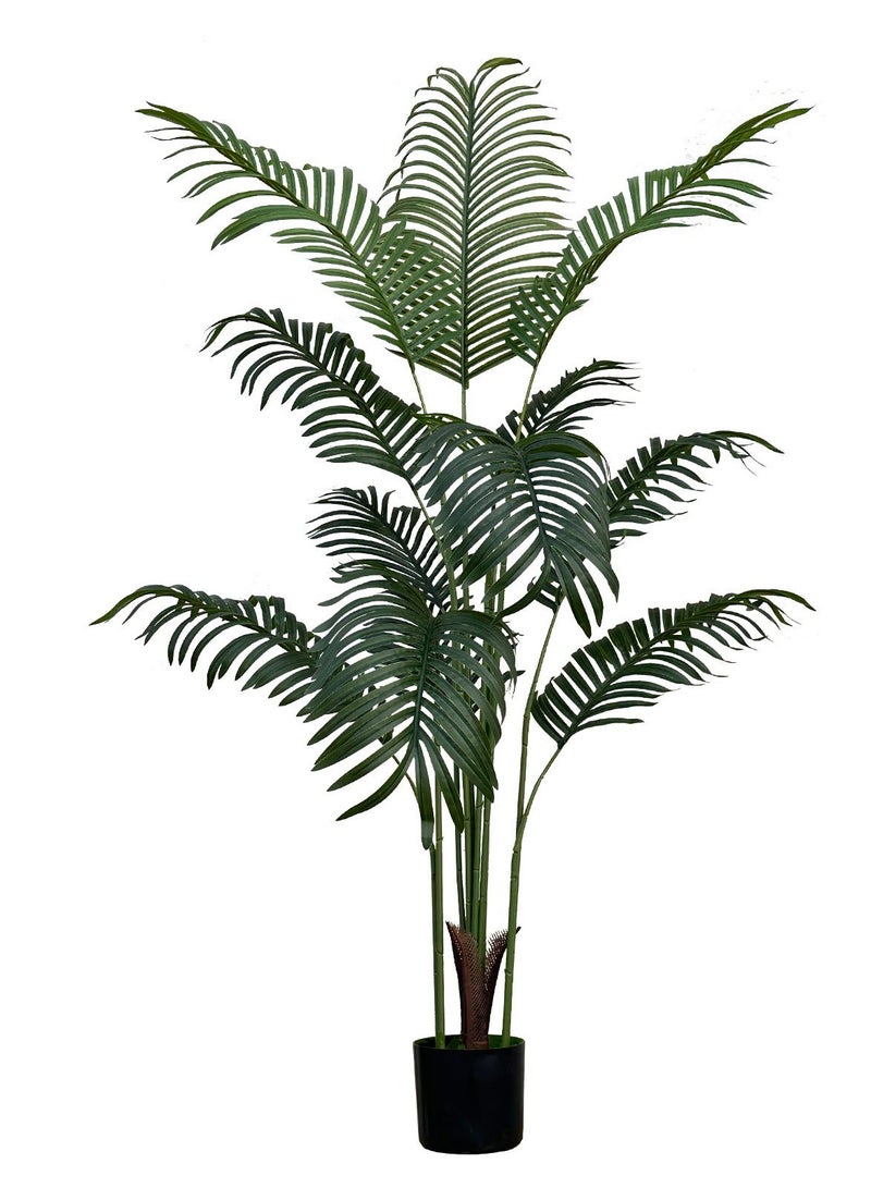 MirageBotanics Artificial Palm Tree - Fake Tree with White Tall Planter - Faux Tropical Areca Floor Plant in Pot - Artificial Silk Plant for Home Office Living Room Decor Indoor Outdoor - Image 1