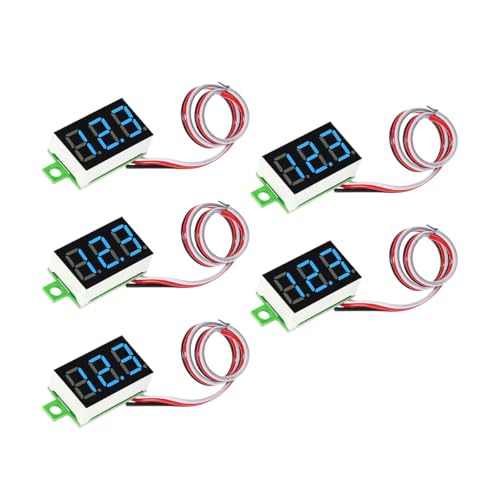 HZEL 5PCS Mini Digital Voltmeter 3Wire DC 030V 036 LED Display Panel Calibratable Motorcycle Voltage Meter Gauge Tester Car Battery Monitor Universal for Motorbike Sedan Truck - Image 1
