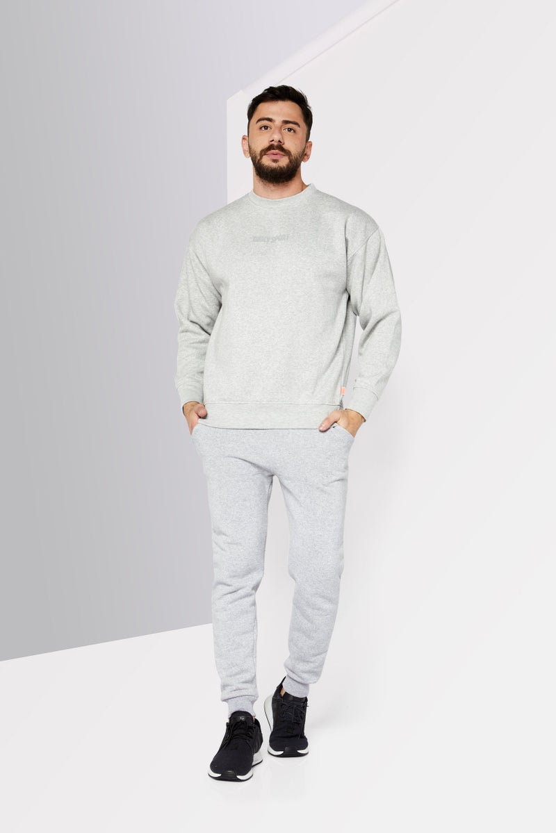 DKNY Sport ملابس رياضية للرجال بأكمام طويلة مناسبة، سترة تدريب، فضي - Image 2