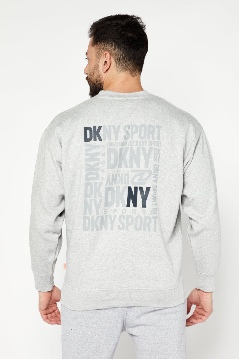 DKNY Sport ملابس رياضية للرجال بأكمام طويلة مناسبة، سترة تدريب، فضي - Image 4