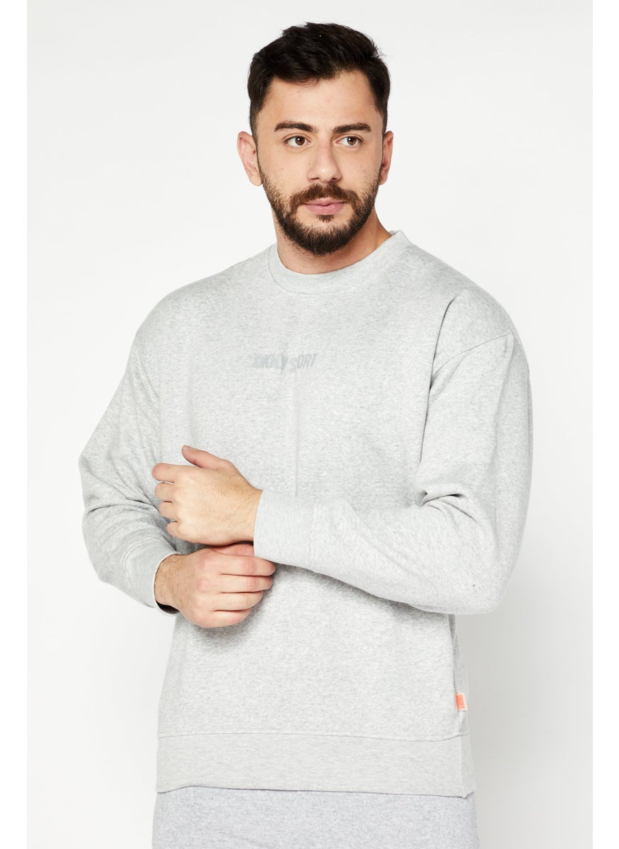 DKNY Sport Men Sportswear Fit Long Sleeves Training Sweatshirt, Silver  - Image 1