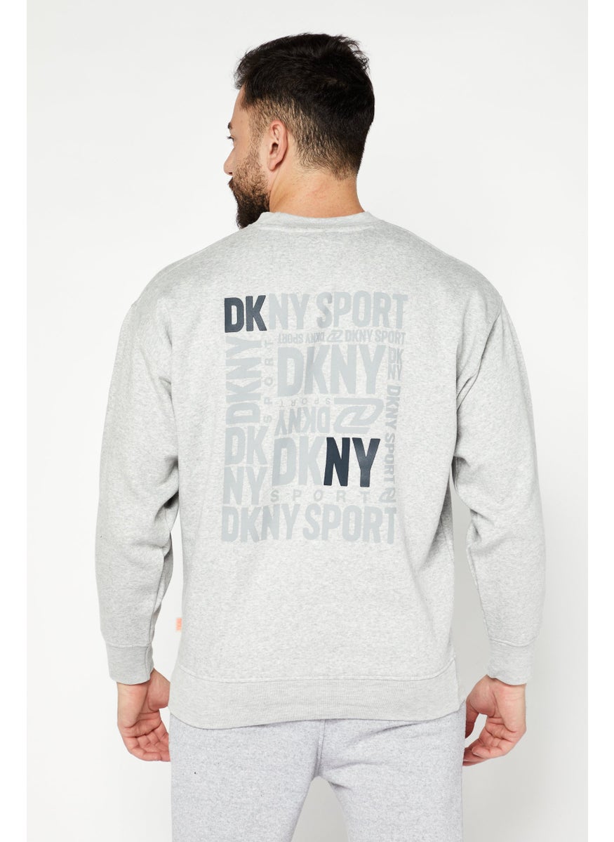 DKNY Sport Men Sportswear Fit Long Sleeves Training Sweatshirt, Silver  - Image 4
