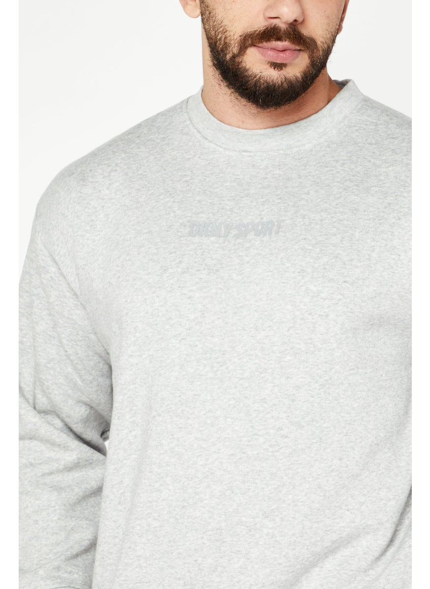 DKNY Sport Men Sportswear Fit Long Sleeves Training Sweatshirt, Silver  - Image 3